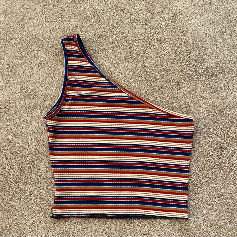 Striped one shoulder crop top